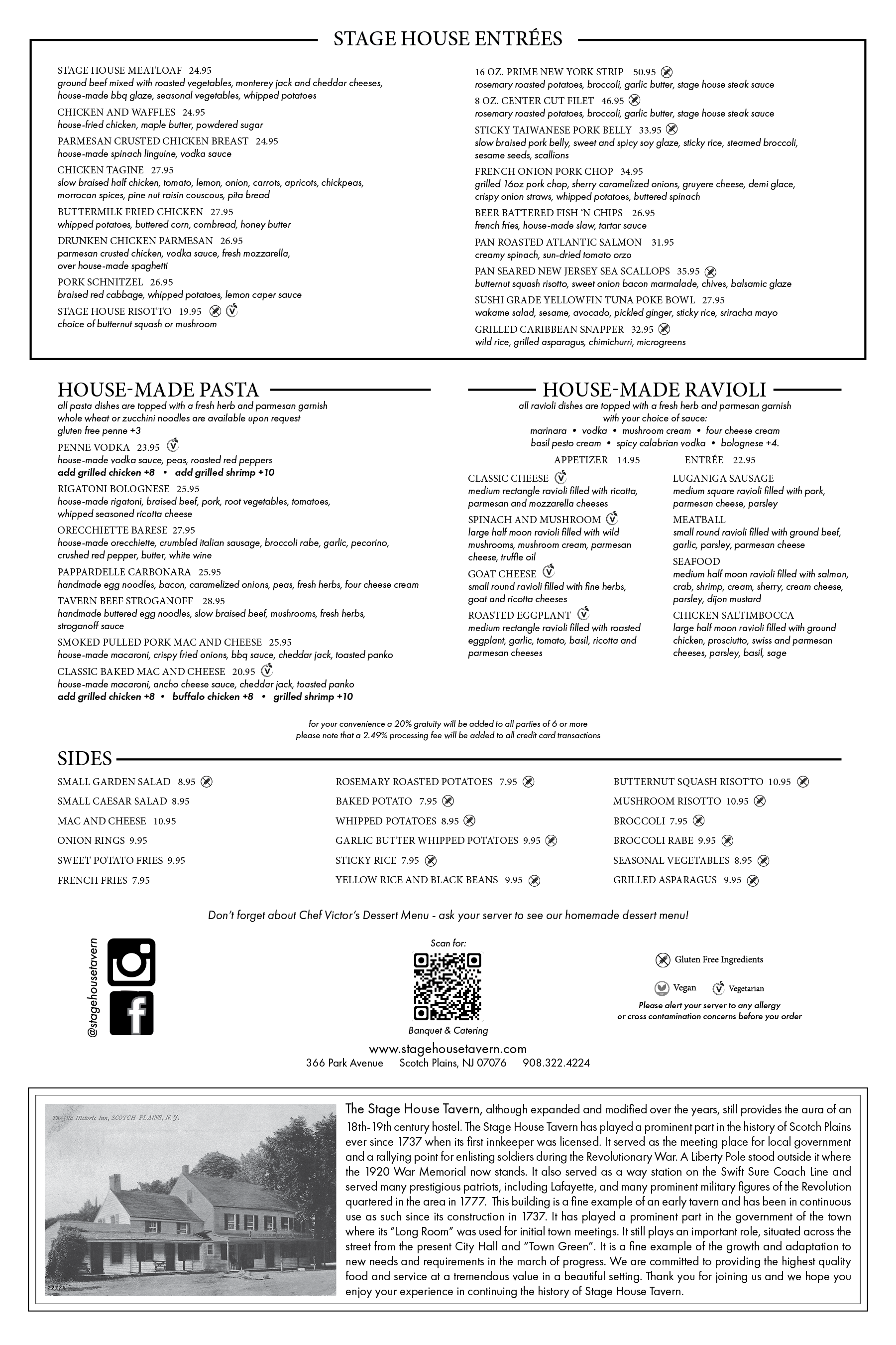 2nd page Menu for Stage House Tavern in Scotch Plains